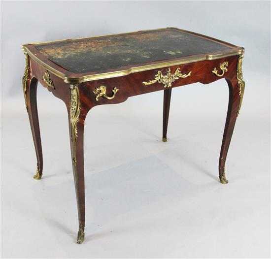 An Edwards and Roberts ormolu mounted mahogany writing table, W.3ft D.1ft 11in. H.2ft 5in.